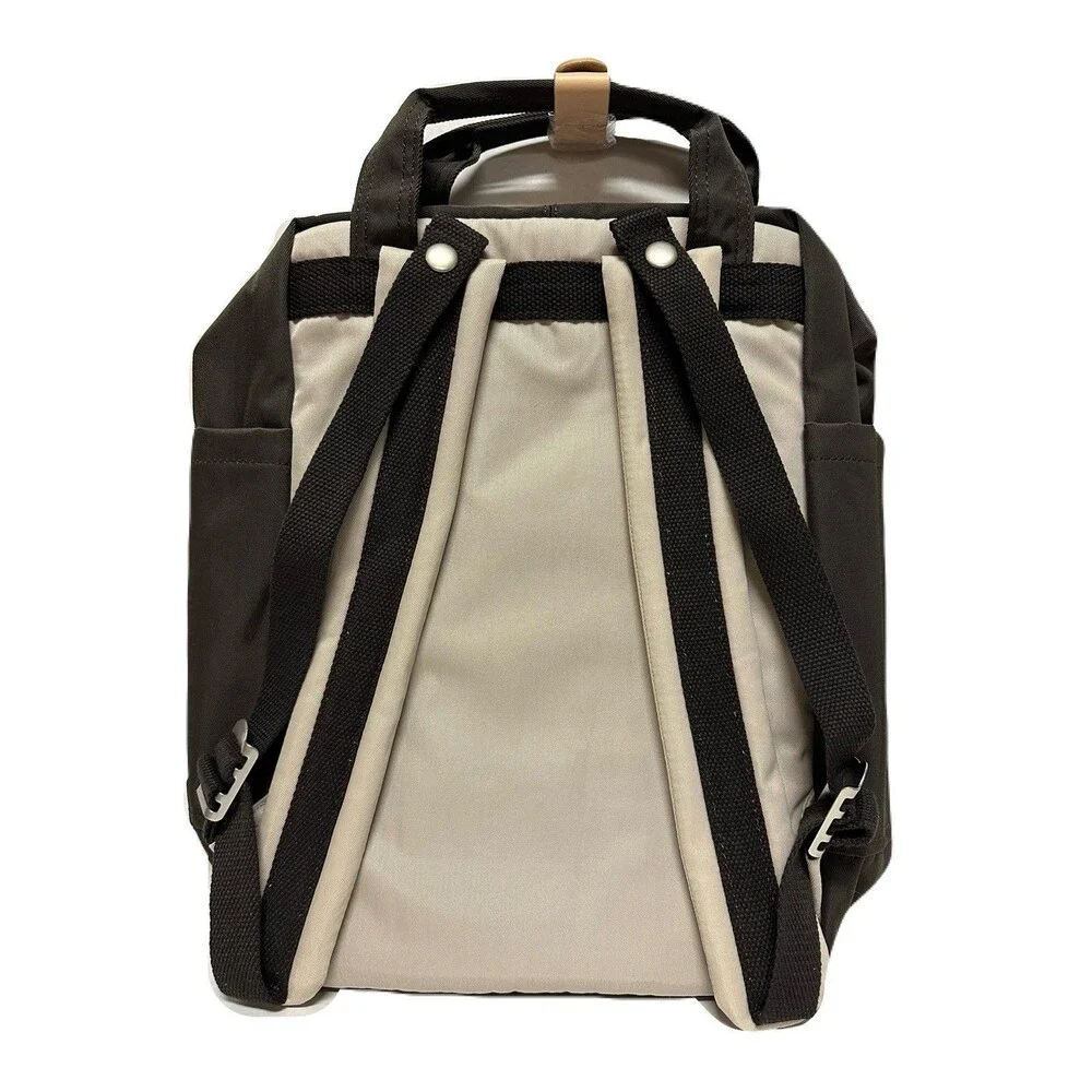 NEW Doughnut Macaroon Backpack 16L Leather Trim Water Resistant Ivory & Espresso